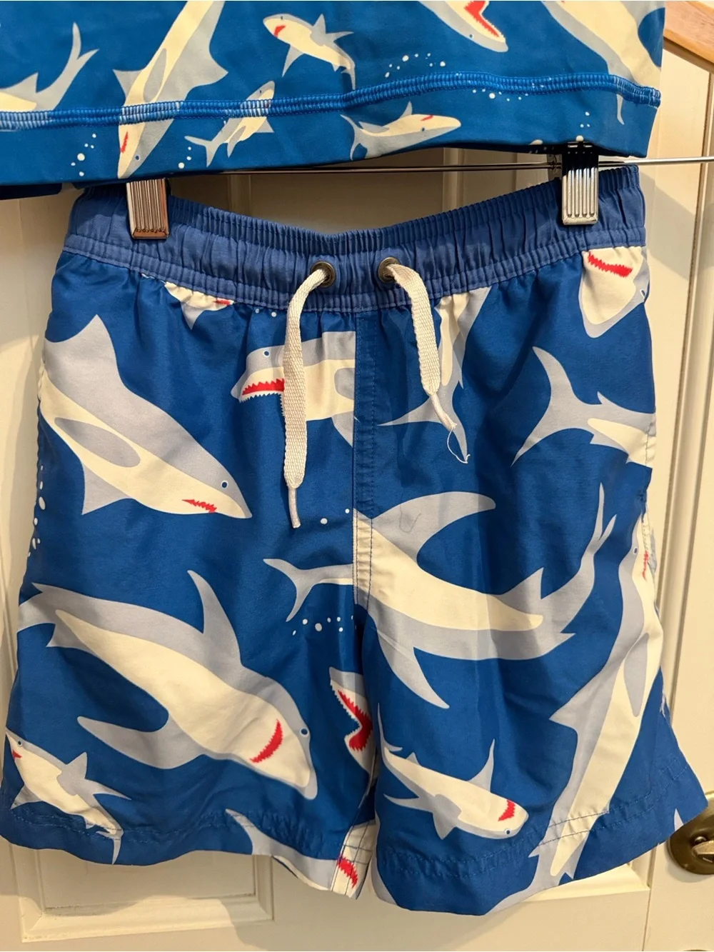 Hanna Andersson Blue Shark Print Swim Trunks